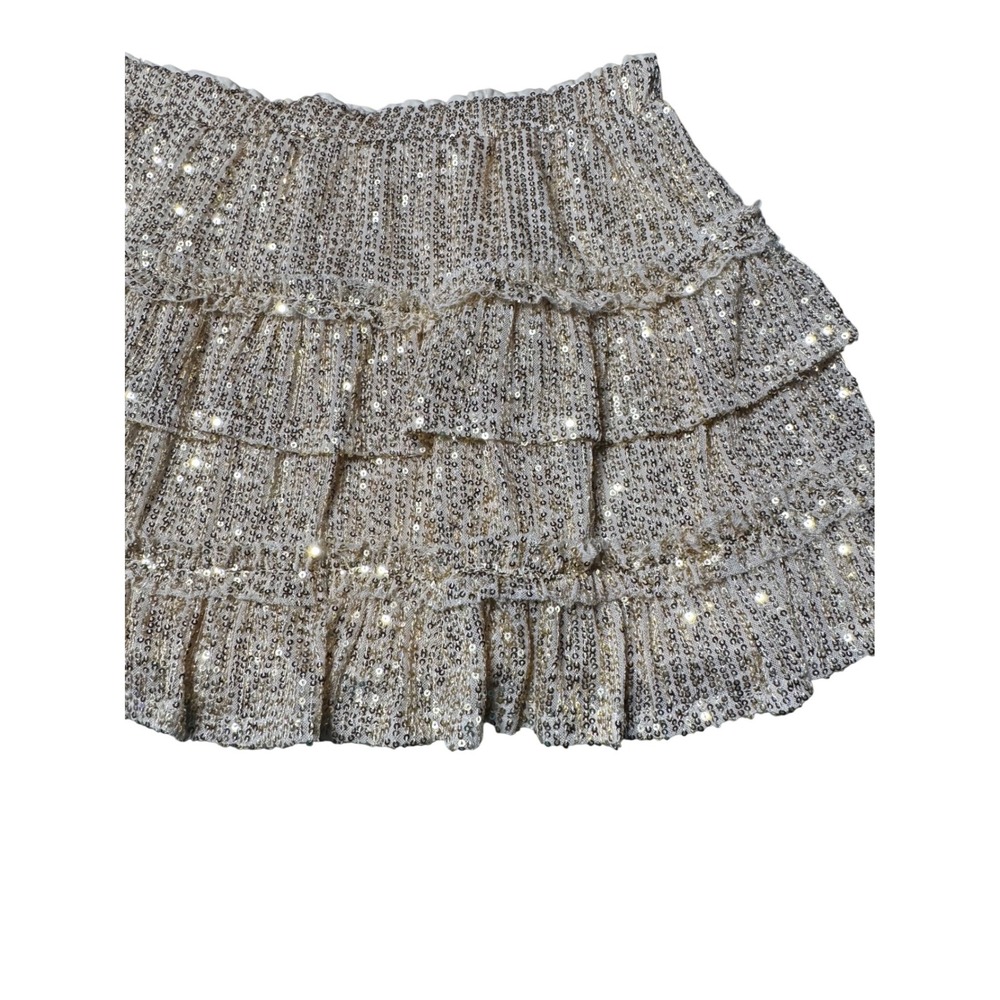 Chelsea & Violet Skirt Womens XL 16 Sequin Tiered Ruffle Gold Festival Party Y2K - Picture 3 of 8